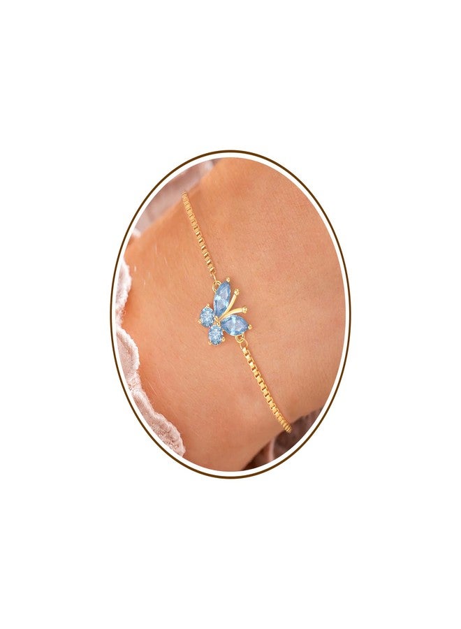 Sistble Christmas Gifts for Women Teens, Bracelets for Teen Birthstone Bracelet Dainty Butterfly Bracelet March Aquamarine Jewelry Anniversary Birthday Gifts for Daughter Granddaughter - Image 1